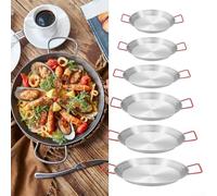Multi Purpose Stainless Steel Paella Bowl Skillet Serving Plate Pot Wok Tray for Food Shops Home Kitchens and Catering Settings (24cm)