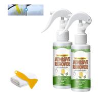 Multi-Purpose Strong Adhesive Remover, Car Glass Label Glue Cleaner with Scraper and Towel, Heavy Duty Tape Residue Tape Remover for Floor, Windows, Glass, Walls, Plastic (2PCS)