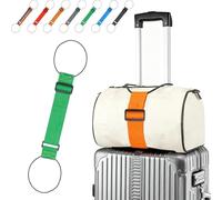 Multi-purpose, strong, adjustable luggage strap with elastic cord and metal buckle, freeing your hands, reducing weight, and easy to identify.