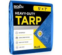 Multi-Purpose Tarp Waterproof Cover | Blue, 5' x 7' 5 Mil Thick | Rip Proof Tarps | Thick Weave Material, UV Resistant Great for Tarpaulin Canopy Tent, Boat, RV or Pool Cover