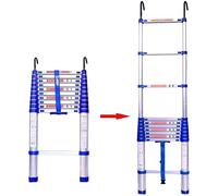 Multi-Purpose Telescoping Ladder with Hook - Portable & Foldable Aluminum Ladder 15.5ft (4.7m) for Home Office Outdoor Use - 8m to 1m Adjustable Height