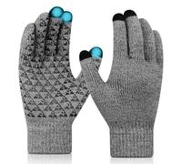 Multi-Purpose Touchscreen Gloves for Men Women, Silicone Anti-Slip Knit Driving Mittens, Breathable Tactical Work Gloves with Detachable Thermal Inserts, Black, 1 Pair (Gray)