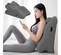 Multi-Purpose Wedge Pillow for Couples - 30° Ergonomic Memory Foam Back & Hip Support with Adjustable Headrest, Massage Dot Surface, Lumbar/Leg Elevation Cushion, Soft Washable Cover(Dark Gray)