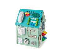Multi-purpose Wooden Busy House Toy w / Sensory Games & Interior Space