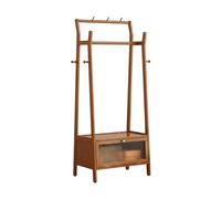 Multi-Purpose Wooden Hall Tree with Bench & Sto, Entryway Coat Rack nizer, Drop Zone Fur for Bedroom, Hallway & Office (Tea Brown, 20.28" x 15.75" x 66.14")