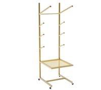 Multi-Purpose Yoga Mat & Exercise Ball Stand Holder Foam Roller Display Shelf with Wheels Half Ball Balance Trainer for Gym & Studio (Black 145x50x45cm)