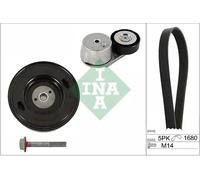 Multi-ribbed V-belt kit with crankshaft pulley 529 0409 20 INA for OPEL CORSA E