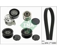 Multi-ribbed V-belt kit with freewheel belt pulley 529 0115 22 INA