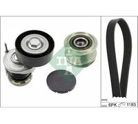 Multi-ribbed V-belt kit with freewheel belt pulley 529 0466 20 INA for SKODA VW