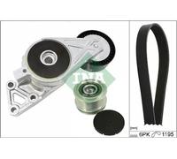 Multi-ribbed V-belt kit with freewheel belt pulley 529 0470 20 INA for VW AUDI