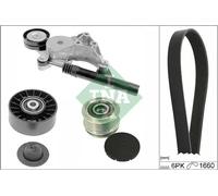 Multi-ribbed V-belt kit with freewheel belt pulley 529 0471 20 INA for AUDI VW