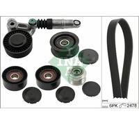 Multi-ribbed V-belt kit with freewheel belt pulley 529 0520 20 INA for PORSCHE
