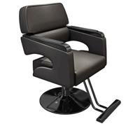 Multi-Role Styling Throne: 33"-37" Adjustable Salon Chair w/ 360° Swivel Base & Leather Upholstery - Beauty Vanity Seat for Stylists & Artists,Black,B