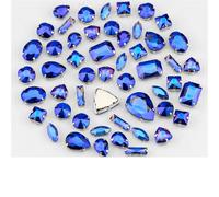 Multi Shape Flat Back Mix Size Glass Sew On Rhinestones Colorful Crystals Stones for Wedding Dress Decoration(Amethyst Ab,30Pcs)