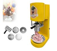 Multi-shape Spaghetti Ice Cream Press Machine, Professional Spaghetti Ice Cream Maker with 4 Molds, 28-30L/H Output 6-8s/cup For Ice Cream Store, Bars, Cafes, Restaurant, Shop(Yellow)