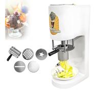 Multi-shape Spaghetti Ice Cream Press Machine, Professional Spaghetti Ice Cream Maker with 4 Molds, 28-30L/H Output 6-8s/cup For Ice Cream Store, Bars, Cafes, Restaurant, Shop(White)