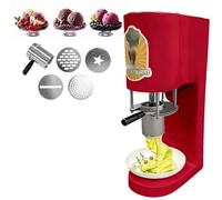 Multi-shape Spaghetti Ice Cream Press Machine, Professional Spaghetti Ice Cream Maker with 4 Molds, 28-30L/H Output 6-8s/cup For Ice Cream Store, Bars, Cafes, Restaurant, Shop(Red)