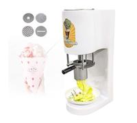 Multi-shape Spaghetti Ice Cream Press Machine with 4 Interchangeable Molds,420ml Hopper/Stainless Steel/1-Button Start,80w Commercial Gelato Maker for Gelato & Ice Cream Shops White