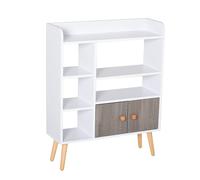 Multi-Shelf Modern Bookcase Freestanding Storage w/ Cabinet 6 Shelves Wood Legs Home Office Display Furniture Stylish White