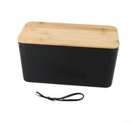 Multi Size Cable Management Box with Wooden Lid for Power Strip and Cable Storage, Shockproof and Electrically Safe Organizer for Household Use (A)