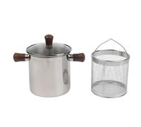 Multi Size Deep Fryer with 304 Stainless Steel Build and Walnut Handle for Frying Boiling and Straining on All Heat Sources (B-1.5L)