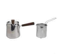 Multi Size Deep Fryer with 304 Stainless Steel Build and Walnut Handle for Frying Boiling and Straining on All Heat Sources (A-3)