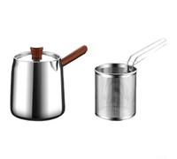 Multi Size Deep Fryer with 304 Stainless Steel Build and Walnut Handle for Frying Boiling and Straining on All Heat Sources (A-2)