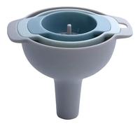 Multi-Size Kitchen & Garage Funnels 3-Piece Kitchen Funnel Set with Detachable Filter Strainer for Bottles,Oil,Food Grade Plastic,Reusable & Durable for Cooking,DIY Use (Blue)