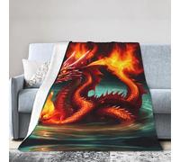 Multi-Size Super Soft Flannel Blanket 60"x50" Dragon King in Fire Printed Blanket Suitable for beds Sofas and recliners
