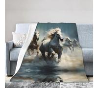 Multi-Size Super Soft Flannel Blanket 60"x50" Horses Running Wild in The River Printed Blanket Suitable for beds Sofas and recliners