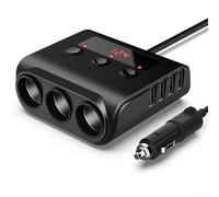 Multi Socket Car Charger 120W with 4 USB Ports for Fast Charging 12V 24V Vehicles Including Trucks and Cars, Compact Design Suitable for Road Trips (Black)