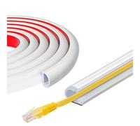 Multi-Spec White Self-Adhesive Cable Trunking, Soft Silicone Side Opening Wire Channel, Flexible Wire Hider for Single TV/Computer/Power/Ethernet Cable (White, 2M)