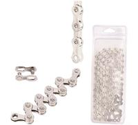 Multi Speed Bicycle Chain Compatible With 6 To 12 Speed Gears For Mountain Or Road Cycling Featuring Silver Anti Rust Plating And Reinforced Links For Power Transmission And Quiet Operation(12-speed)