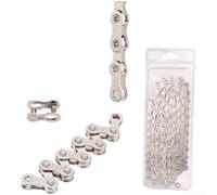 Multi Speed Bicycle Chain Compatible With 6 To 12 Speed Gears For Mountain Or Road Cycling Featuring Silver Anti Rust Plating And Reinforced Links For Power Transmission And Quiet Operation(10-speed)