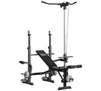 Multi-Station Workout Bench Black Silver Steel+PU 180x134x200cm Adjustable Incl