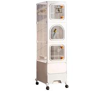 Multi-Storey Space Bird Cages, Metal Small Budgie Cage with Universal Wheel, Easy to Move Bird Flight Cage(Large)