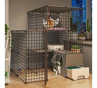 Multi-story Cat House With Drawer Toilet Cat Cages Indoor Large Pet Crate Detachable Extra Large Cat Playpen Cat Enclosures DIY Kennels Crate, Large Space (Color : C, Size : 111 * 95 * 109CM(1))