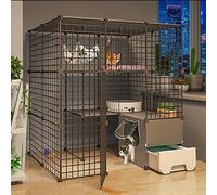 Multi-story Cat House With Drawer Toilet Cat Cages Indoor Large Pet Crate Detachable Extra Large Cat Playpen Cat Enclosures DIY Kennels Crate, Large Space (Color : B, Size : 111 * 95 * 109CM(2))