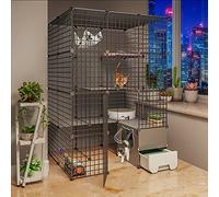 Multi-story Cat House With Drawer Toilet Cat Cages Indoor Large Pet Crate Detachable Extra Large Cat Playpen Cat Enclosures DIY Kennels Crate, Large Space (Color : C, Size : 111 * 95 * 145CM)