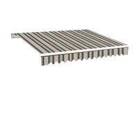 (Multi-Stripe, 2.5x2M) Greenbay DIY Patio Retractable Manual Awning Garden Sun Shade Canopy Gazebo with Fittings and Crank Handle