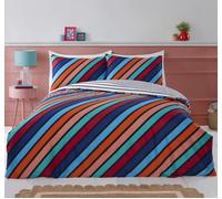 Rapport Home Striped Bedding Set - Microfribre Reversible King Duvet Cover Set