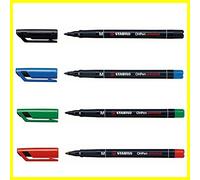 Multi-Surface Marker - STABILO OHPen Medium - Pack of 4 - Black, Blue, Green, Red