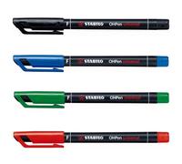 Stabilo OHPen Permanent Universal Marker Pen - Fine (F) Line/Width 0.7mm - All 4 Colour (Black-Blue-Green-Red)