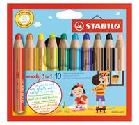 STABILO woody 3-in-1 - Multi-Talented Pencil - Pack of 10 - Assorted Colours