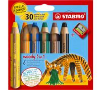 Multi-Talented Pencil - STABILO woody 3 in 1 - Pack of 6 Birthday Edition Tiger