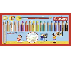 Multi-talented Pencil STABILO woody 3-in-1 Wallet of 18 Assorted Colours + Sharp