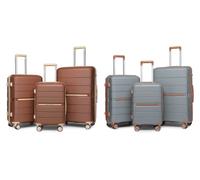 Multi-Texture Polypropylene Hard Shell Suitcase: K2392L 20 inch suitcase/Brown and Apricot/One