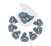 Multi-Thickness Guitar and Ukulele Flamingo Flowers Print Picks-12 pcs in Storage Tin (0.46, 0.71, 0.96mm)