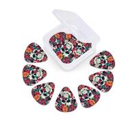 Multi-Thickness Guitar and Ukulele Flowers Skull Ornamental Print Picks-12 pcs in Storage Tin (0.46, 0.71, 0.96mm)