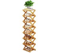 Multi-Tier Bamboo Folding Shoe Rack - 8-Layer Portable Wooden Storage nizer for Entryway Hallway Closet & Bedroom - Space-Saving Narrow Shoe Storage Solution